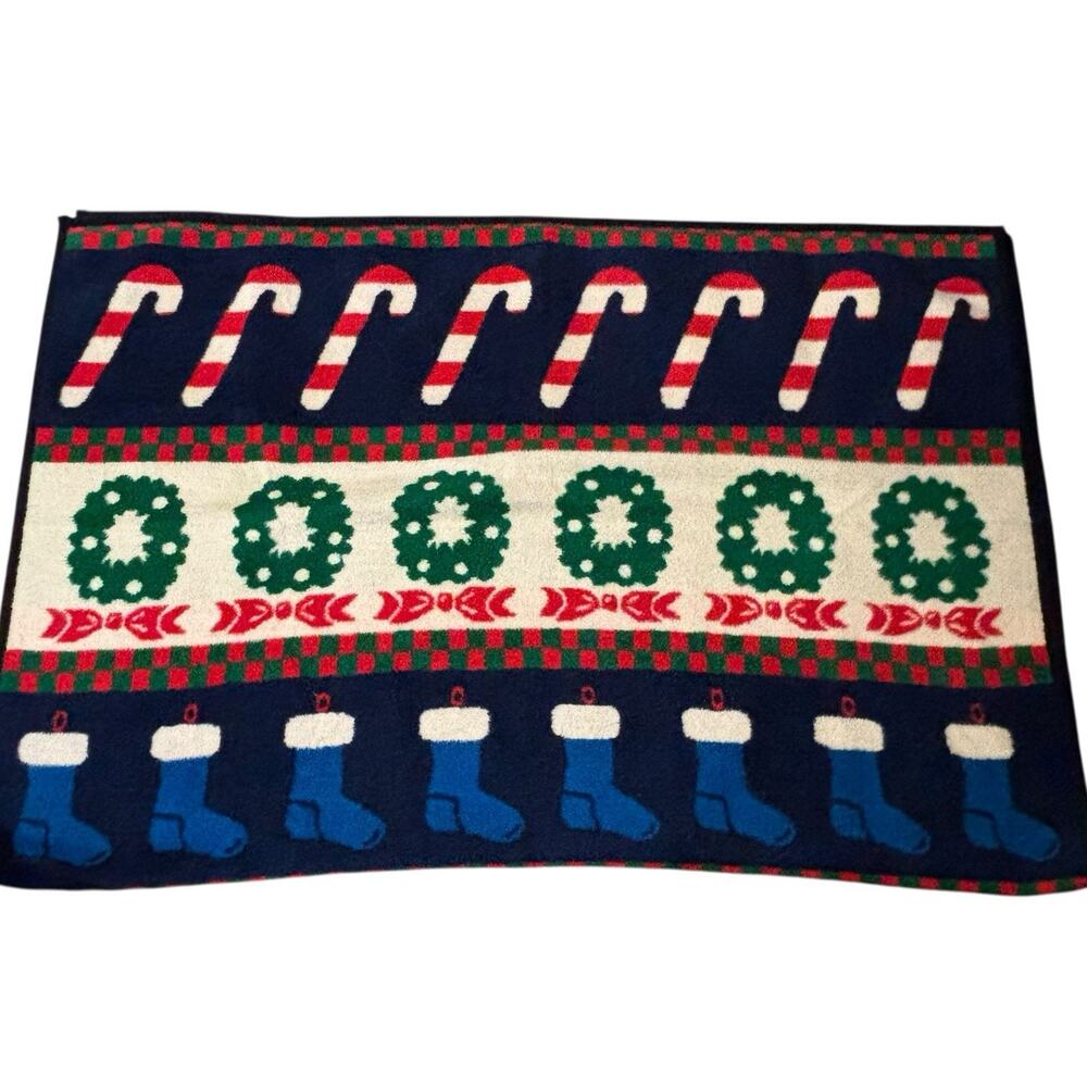 Vintage San Marcos Christmas Holiday Blanket Reversible Throw Xmas 78 x 56” - Picture 4 of 7